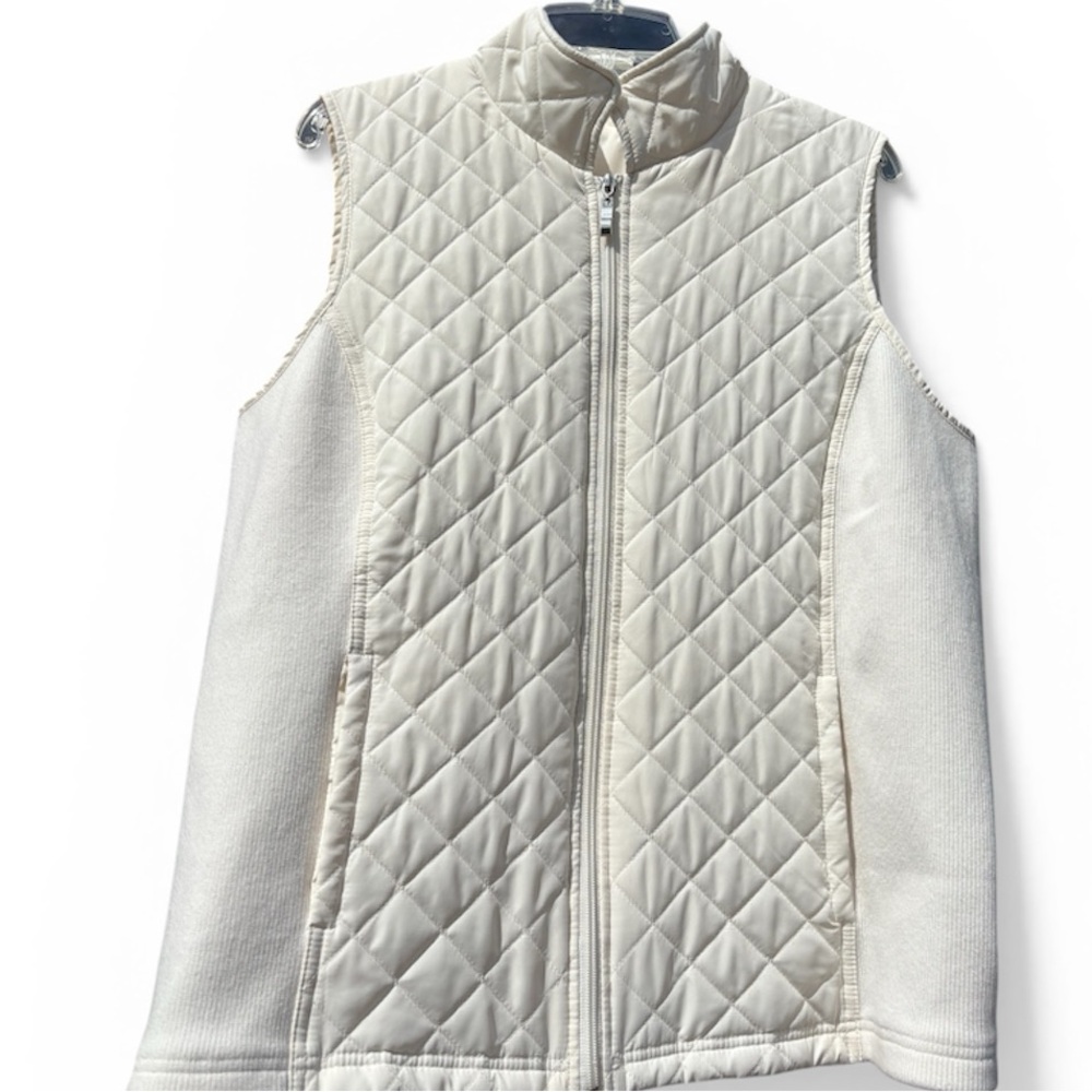 BEAUTIFUL Cream Diamond-Patterned Women's Vest Size Large